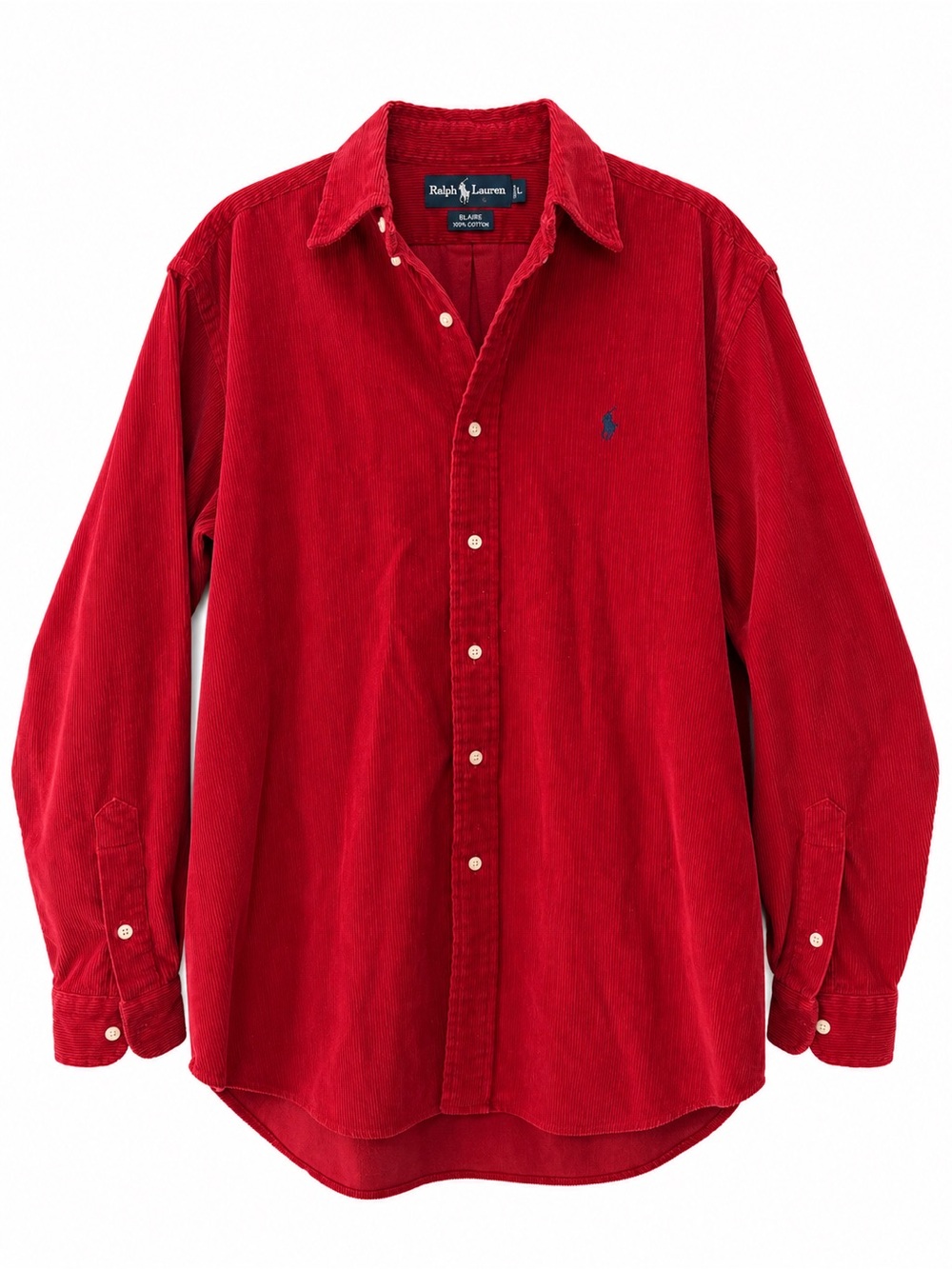 Vintage 90s Ralph Lauren Blaire Red Corduroy Button Down Shirt L